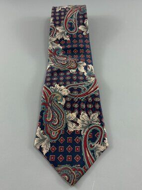 Vintage Cambridge Classics Mervyn's Blue Paisley Geo Men's Tie 4' x 62"